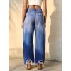 imageCicy Bell Womens Baggy Wide Leg Jeans Barrel Horseshoe Boyfriend Cropped Raw Hem Denim PantsBlue