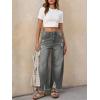 imageCicy Bell Womens Baggy Wide Leg Jeans Barrel Horseshoe Boyfriend Cropped Raw Hem Denim PantsGrey