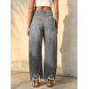 imageCicy Bell Womens Baggy Wide Leg Jeans Barrel Horseshoe Boyfriend Cropped Raw Hem Denim PantsGrey