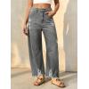 imageCicy Bell Womens Baggy Wide Leg Jeans Barrel Horseshoe Boyfriend Cropped Raw Hem Denim PantsGrey