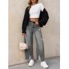 imageCicy Bell Womens Baggy Wide Leg Jeans Barrel Horseshoe Boyfriend Cropped Raw Hem Denim PantsGrey