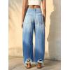 imageCicy Bell Womens Baggy Wide Leg Jeans Barrel Horseshoe Boyfriend Cropped Raw Hem Denim PantsLight Blue