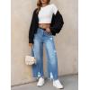 imageCicy Bell Womens Baggy Wide Leg Jeans Barrel Horseshoe Boyfriend Cropped Raw Hem Denim PantsLight Blue