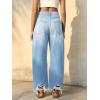 imageCicy Bell Womens Baggy Wide Leg Jeans Barrel Horseshoe Boyfriend Cropped Raw Hem Denim PantsWash Blue