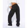 imageCicy Bell Womens High Waisted Boyfriend Jeans Baggy Straight Leg Casual Denim PantsBlack