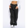 imageCicy Bell Womens High Waisted Boyfriend Jeans Baggy Straight Leg Casual Denim PantsBlack