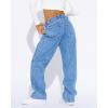 imageCicy Bell Womens High Waisted Boyfriend Jeans Baggy Straight Leg Casual Denim PantsBlue