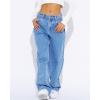 imageCicy Bell Womens High Waisted Boyfriend Jeans Baggy Straight Leg Casual Denim PantsBlue