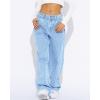 imageCicy Bell Womens High Waisted Boyfriend Jeans Baggy Straight Leg Casual Denim PantsLight Blue