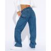 imageCicy Bell Womens High Waisted Boyfriend Jeans Baggy Straight Leg Casual Denim PantsNavy Blue