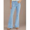 imageCicy Bell Womens High Waisted Flare Jeans Stretch Bell Bottom Wide Leg Denim PantBlue