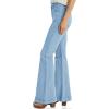 imageCicy Bell Womens High Waisted Flare Jeans Stretch Bell Bottom Wide Leg Denim PantBlue