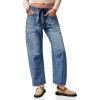 imageCicy Bell Womens Baggy Barrel Horseshoe Jeans Wide Leg Drawstring Vintage Denim Pants with Front PocketsBlue