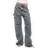 imageCicy Bell Womens Baggy Cargo Jeans Wide Leg Low Waisted Loose Denim Pants with Pockets Grey