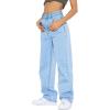 imageCicy Bell Womens High Waisted Boyfriend Jeans Baggy Straight Leg Casual Denim PantsLight Blue