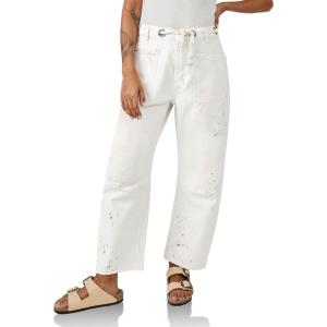 imageCicy Bell Womens Baggy Barrel Horseshoe Jeans Wide Leg Drawstring Vintage Denim Pants with Front PocketsWhite