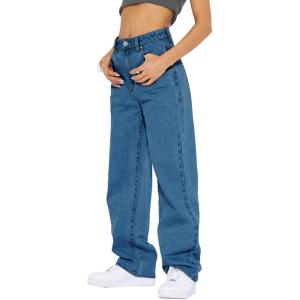 imageCicy Bell Womens High Waisted Boyfriend Jeans Baggy Straight Leg Casual Denim PantsNavy Blue