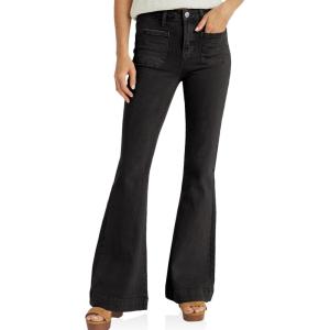 imageCicy Bell Womens High Waisted Flare Jeans Stretch Bell Bottom Wide Leg Denim PantBlack