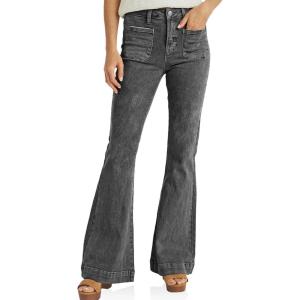 imageCicy Bell Womens High Waisted Flare Jeans Stretch Bell Bottom Wide Leg Denim PantGrey