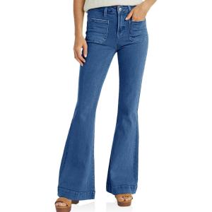 imageCicy Bell Womens High Waisted Flare Jeans Stretch Bell Bottom Wide Leg Denim PantNavy