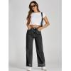 imageCicy Bell Womens High Waisted Boyfriend Jeans Cuffed Raw Straight Leg Baggy Denim Pants with PocketsBlack