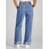 imageCicy Bell Womens High Waisted Boyfriend Jeans Cuffed Raw Straight Leg Baggy Denim Pants with PocketsBlue
