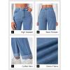 imageCicy Bell Womens High Waisted Boyfriend Jeans Cuffed Raw Straight Leg Baggy Denim Pants with PocketsBlue