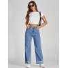 imageCicy Bell Womens High Waisted Boyfriend Jeans Cuffed Raw Straight Leg Baggy Denim Pants with PocketsBlue