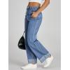 imageCicy Bell Womens High Waisted Boyfriend Jeans Cuffed Raw Straight Leg Baggy Denim Pants with PocketsBlue