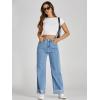 imageCicy Bell Womens High Waisted Boyfriend Jeans Cuffed Raw Straight Leg Baggy Denim Pants with PocketsJean Blue