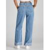 imageCicy Bell Womens High Waisted Boyfriend Jeans Cuffed Raw Straight Leg Baggy Denim Pants with PocketsJean Blue