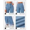 imageCicy Bell Womens High Waisted Boyfriend Jeans Cuffed Raw Straight Leg Baggy Denim Pants with PocketsJean Blue
