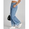 imageCicy Bell Womens High Waisted Boyfriend Jeans Cuffed Raw Straight Leg Baggy Denim Pants with PocketsJean Blue