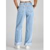 imageCicy Bell Womens High Waisted Boyfriend Jeans Cuffed Raw Straight Leg Baggy Denim Pants with PocketsLight Blue