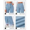 imageCicy Bell Womens High Waisted Boyfriend Jeans Cuffed Raw Straight Leg Baggy Denim Pants with PocketsLight Blue
