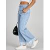imageCicy Bell Womens High Waisted Boyfriend Jeans Cuffed Raw Straight Leg Baggy Denim Pants with PocketsLight Blue