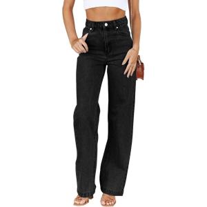 imageCicy Bell Womens High Waisted Jeans Boyfriend Baggy Straight Leg Casual Denim Pants with PocketsBlack
