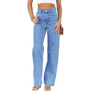 imageCicy Bell Womens High Waisted Jeans Boyfriend Baggy Straight Leg Casual Denim Pants with PocketsBlue
