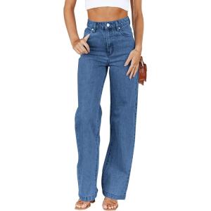 imageCicy Bell Womens High Waisted Jeans Boyfriend Baggy Straight Leg Casual Denim Pants with PocketsJean Blue