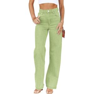 imageCicy Bell Womens High Waisted Jeans Boyfriend Baggy Straight Leg Casual Denim Pants with PocketsTender Green