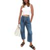 imageCicy Bell Womens Boyfriend Jeans Cropped Mid Rise Button Fly Trendy Ankle Harem Jeans with PocketsBlue