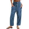 imageCicy Bell Womens Boyfriend Jeans Cropped Mid Rise Button Fly Trendy Ankle Harem Jeans with PocketsBlue