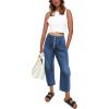 imageCicy Bell Womens Boyfriend Jeans Cropped Mid Rise Button Fly Trendy Ankle Harem Jeans with PocketsNavy