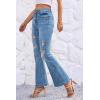imageCicy Bell Womens Flare Bell Bottom Jeans High Waisted Distressed Ripped Stretchy Wide Leg Denim Pants Light Blue 12