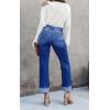 imageCicy Bell Womens High Waisted Crossover Jeans 2024 Straight Leg Stretch Casual Cuffed Denim Pants Blue