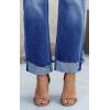 imageCicy Bell Womens High Waisted Crossover Jeans 2024 Straight Leg Stretch Casual Cuffed Denim Pants Blue