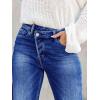 imageCicy Bell Womens High Waisted Crossover Jeans 2024 Straight Leg Stretch Casual Cuffed Denim Pants Blue