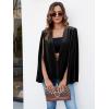 imageCicy Bell Womens Velvet Cape Blazer Jackets Casual Split Long Sleeve Open Front CoatBlack