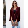 imageCicy Bell Womens Velvet Cape Blazer Jackets Casual Split Long Sleeve Open Front CoatBurgundy