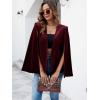 imageCicy Bell Womens Velvet Cape Blazer Jackets Casual Split Long Sleeve Open Front CoatBurgundy